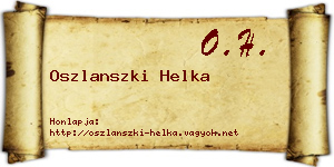 Oszlanszki Helka névjegykártya